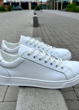 Шкіряні демісезонні кеди білі