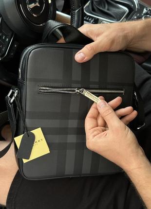 Мужская сумка burberry muswell men bag grey черная борсетка через плечо / мессенджер
