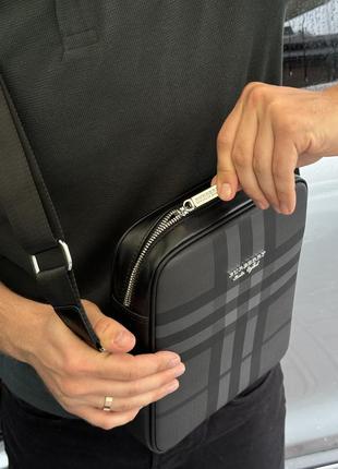 Мужская сумка burberry muswell men bag grey черная борсетка через плечо / мессенджер
