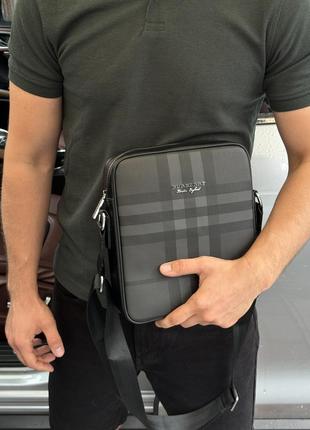 Мужская сумка burberry muswell men bag grey черная борсетка через плечо / мессенджер