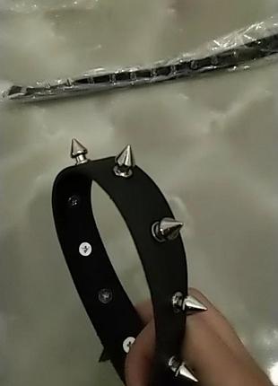 Чокер с шипами на винтах из эко кожи