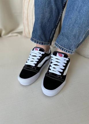 Кроссовки vans knu skool black white platform4 фото