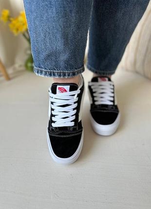 Кроссовки vans knu skool black white platform7 фото