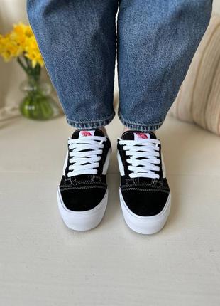 Кроссовки vans knu skool black white platform8 фото