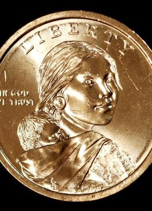 Монета сша 1 долар 2010 р. сакагавея. "договір про мир". стріли2 фото