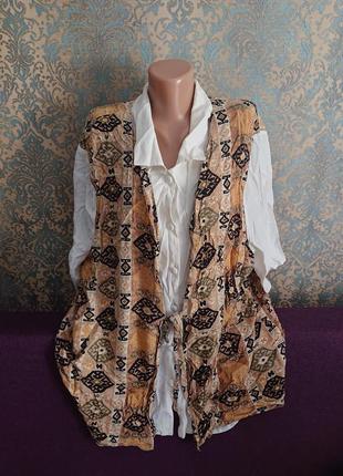 Красивая летняя блуза с имитацией жилетки большой размер батал 56/58 блузка