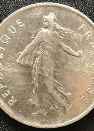 Монета франции 5 франков 1970-74 гг.2 фото
