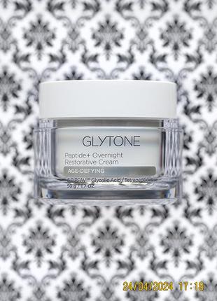 Нічний антивіковий відновлюючий крем glytone age-defying peptide+ overnight restorative cream