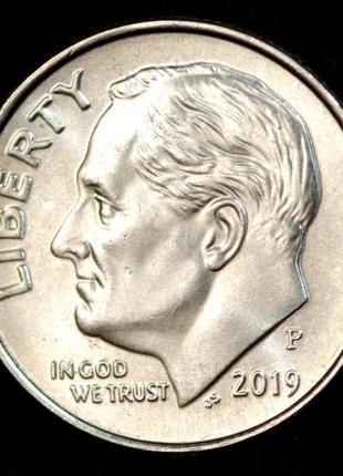Монета сша 10 центов 1969-2019 г. рузвельт