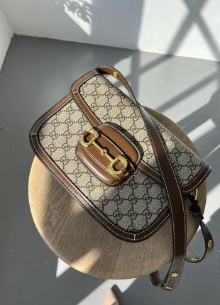 👜 gucci horsebit 1955 shoulder bag grey/brown1 фото