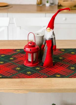 Доріжка скатертину для сервірування новорічного столу з ялинкою та іграшками різдвяний раннер на стіл прикраса4 фото