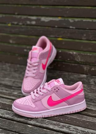 Nike dunk low gs triple pink5 фото