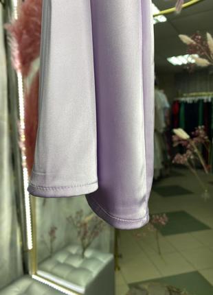 Атласная блуза лавандового цвета с длинным рукавом бренда na-kd4 фото