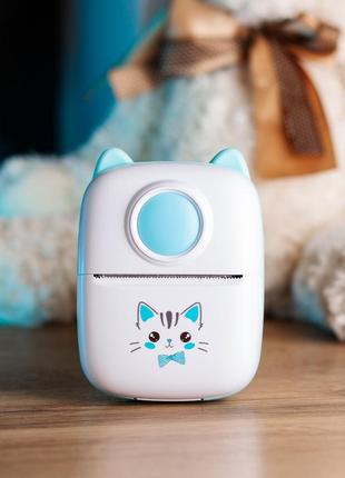 Міні принтер дитячий портативний з термодруком блакитний