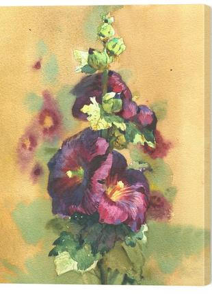 Картина квіти на полотні «мальви і спокій» 40х30 см