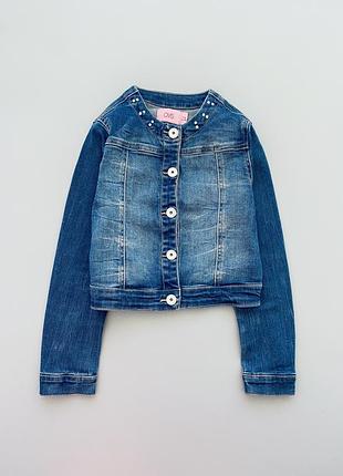 Дитячий джинсовий жакет на дівчинку 7-8 років синього кольору бренду ovs