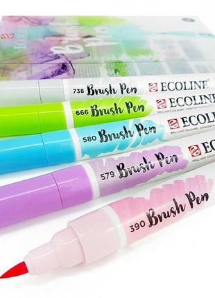 Набор кистей-ручек ecoline brushpen pastel 5цв royal talens