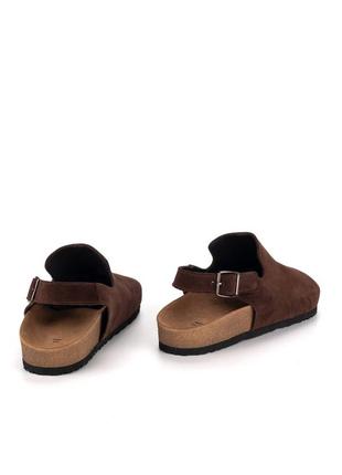 Сабо женские клоги замша натуральная шоколадные коричневые демисезон 145205