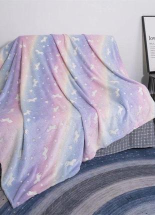 Светящийся детский плед звезды 135см (день-ночь) оригинальный подарок для ребенка, одеяло светится в темноте7 фото