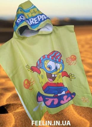Махровий дитячий рушник пончо з капюшоном, куточок для купання море, пляжний рушник disney микки маус4 фото