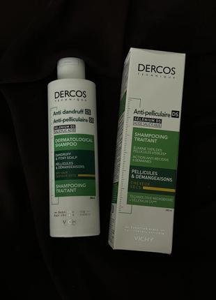 Шампунь від лупи для сухого волосся vichy dercos anti-dandruff treatment shampoo