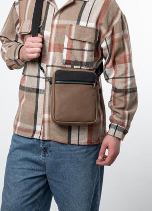 Сумка мессенджер через плечо кросс боди экокожа коричневая 589192