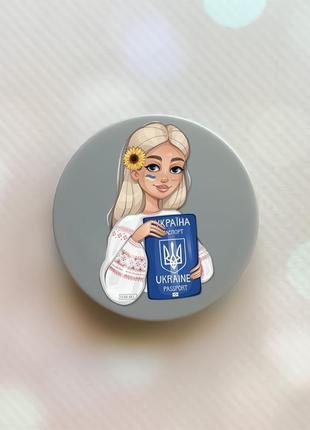 Держатель для смартфона / планшета попсокет popsocket серый :: девушка с паспортом (принт 13)