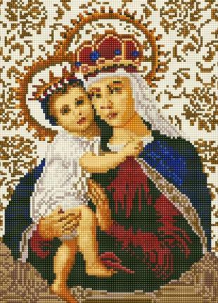 Алмазная мозаика на подрамнике икона божьей матери ej1262 40х30 см1 фото