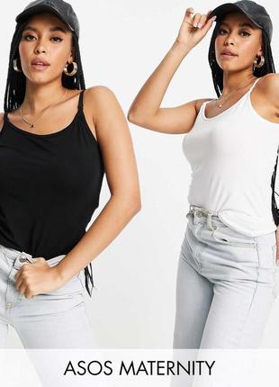 Топы для беременных и кормящихasos design с застежками, 2 шт в упаковке, черного и белого цвета
