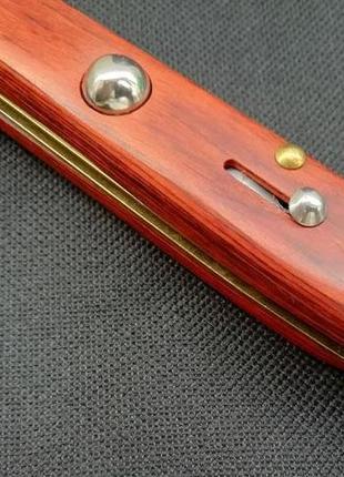 Выкидной нож на кнопке в стильном итальянском дизайне (стилет) с деревянной ручкой4 фото