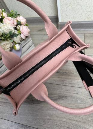 Жіноча стильна та якісна сумка з еко шкіри рожева8 фото