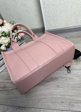 Жіноча стильна та якісна сумка з еко шкіри рожева7 фото