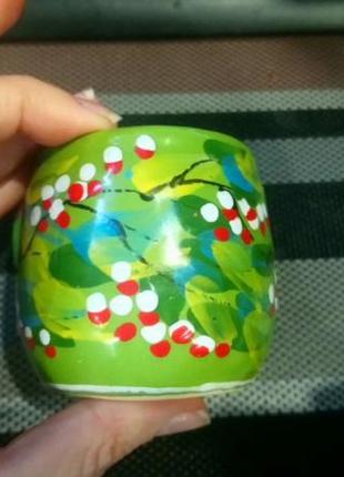 Глиняне горнятко розписане вручну чашечка