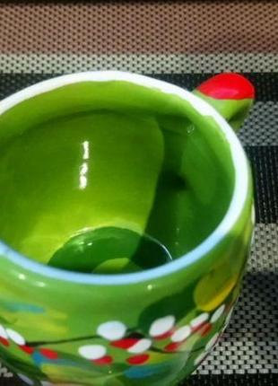 Глиняне горнятко розписане вручну чашечка