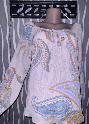 Блуза принт індійський огірок довгі рукава