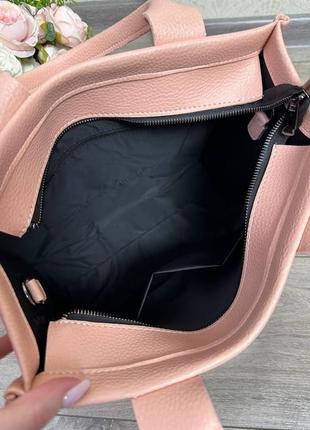Жіноча стильна та якісна сумка з еко шкіри персик6 фото
