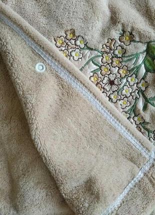Красивий жіночий набір - банний халат-рушник на кнопках і чалма для сушіння волосся koloco туреччина для сауни9 фото