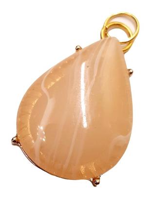 Винтажная подвеска капля 5 см-2.5 см, золотистый кулон с камнем4 фото