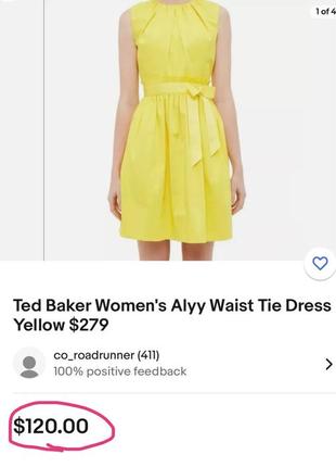 Платье из плотного хлопка ted baker яркого желтого цвета9 фото