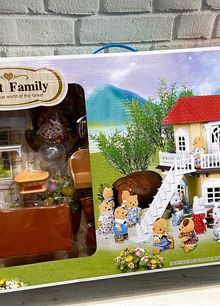 Большой уютный домик с котиками happy family ( sylvanian fam