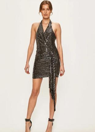 Роскошное эффектное платье tally weijl праздничное с открытой спиной в блестках