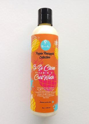 Шампунь для волосся curls, poppin pineapple collection, so so clean, vitamin c, curl wash, 236 мл