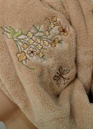 Набор женский для сауны бани турция koloco оригинал, большое велюр полотенце на кнопках и среднее для волос7 фото