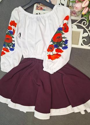 Костюм для дівчинки у школу під вишиванку 110-116 см, 122 -128 см, 134 см, 140 см,146,152,158 см