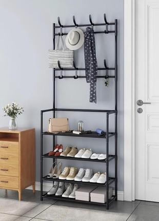 Універсальний вішак для одягу new simple floor clothes rack size 60x29.5x151 см чорний