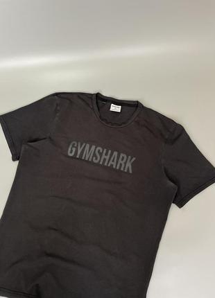 Черная базовая футболка gymshark с принтом на груди, оригинал, однотонная, принт, плотная, джимшарк