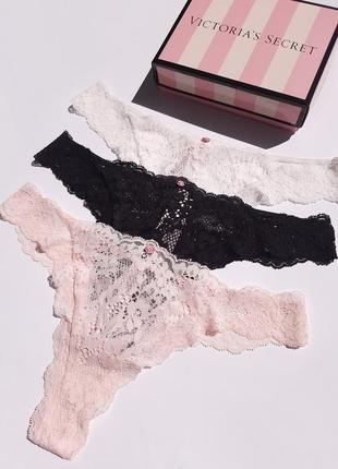 Набор кружевных трусиков victoria's secret виктория сикрет оригинал