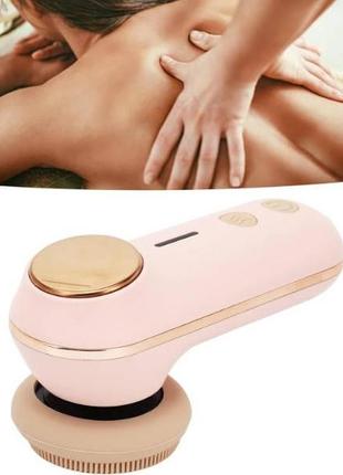 Массажер-щетка для лица с 3 насадками аккумуляторная facial beauty instrument розовая