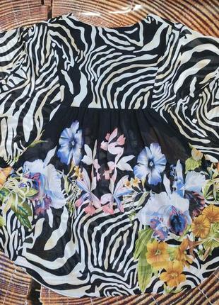 Шифонова літня блуза з квіткова-сиугастим принтом6 фото