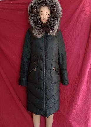 Oarlevar women collection куртка/пальто/пуховик міді з хутром чорнобурки тепле.